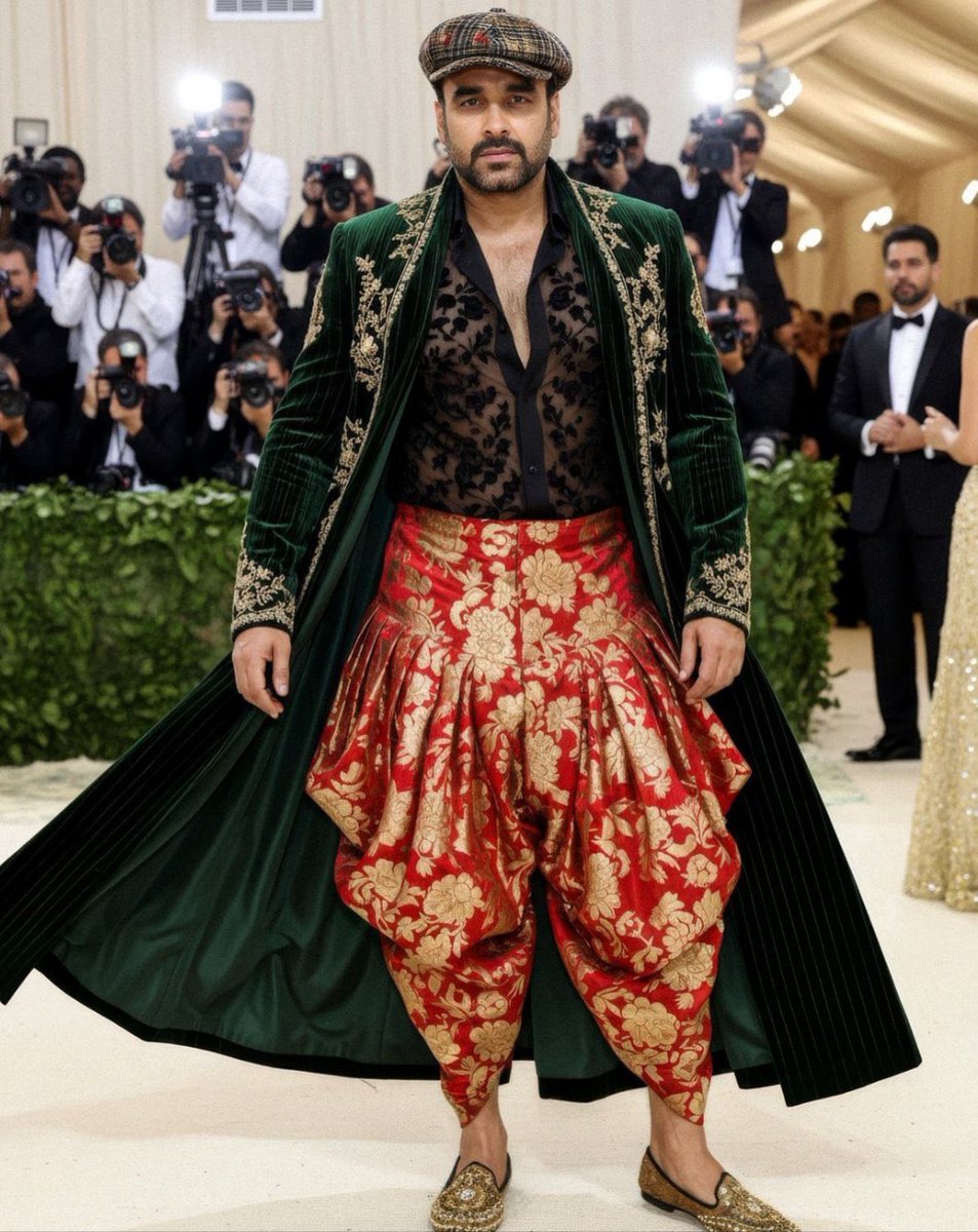 ThisIsAnilJha's tweet image. Fashion peak or freak? #MetGalaDesi #GaultierGoneWild #pankajtripathi #jeanpaulgaultier #ViralVibes #FashionDebate