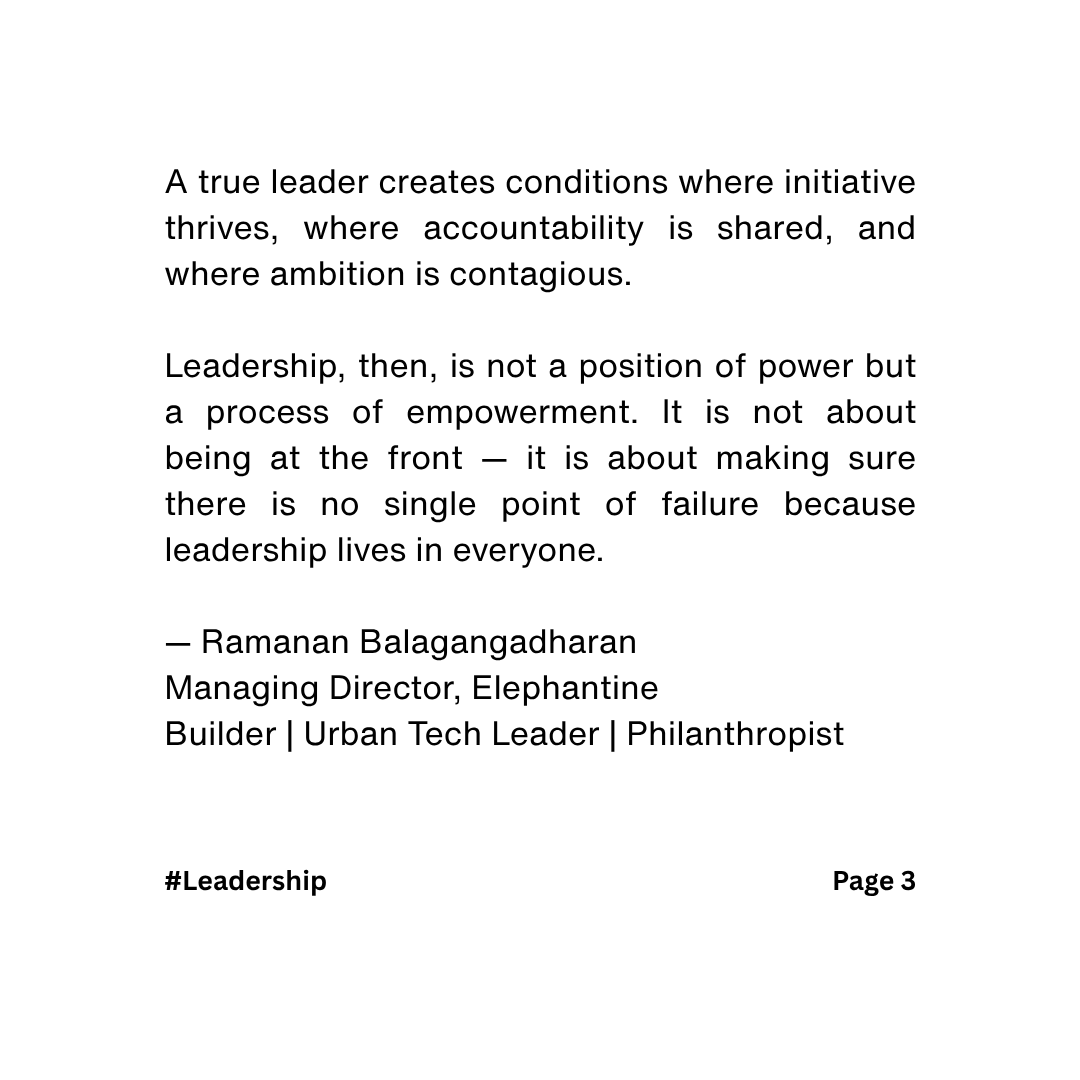 Ramanan_Ba's tweet photo. Leadership isn’t about collecting followers.
It’s about awakening leaders.
Great leaders inspire courage, not loyalty — building organizations where initiative thrives &amp; leadership lives in everyone.
— Ramanan Balagangadharan
#Leadership https://t.co/8mHwwGjMHd