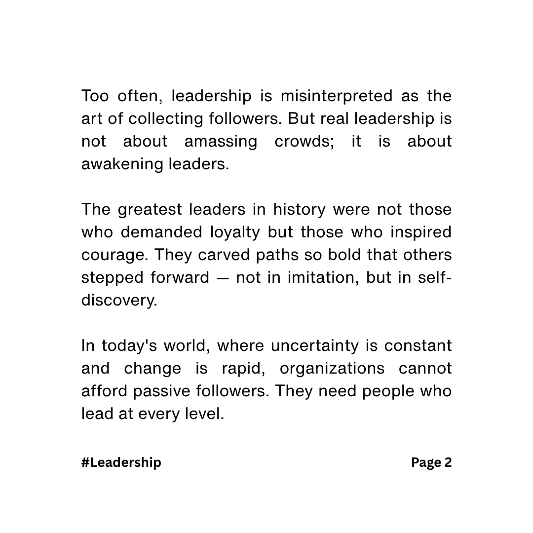 Ramanan_Ba's tweet photo. Leadership isn’t about collecting followers.
It’s about awakening leaders.
Great leaders inspire courage, not loyalty — building organizations where initiative thrives &amp; leadership lives in everyone.
— Ramanan Balagangadharan
#Leadership https://t.co/8mHwwGjMHd