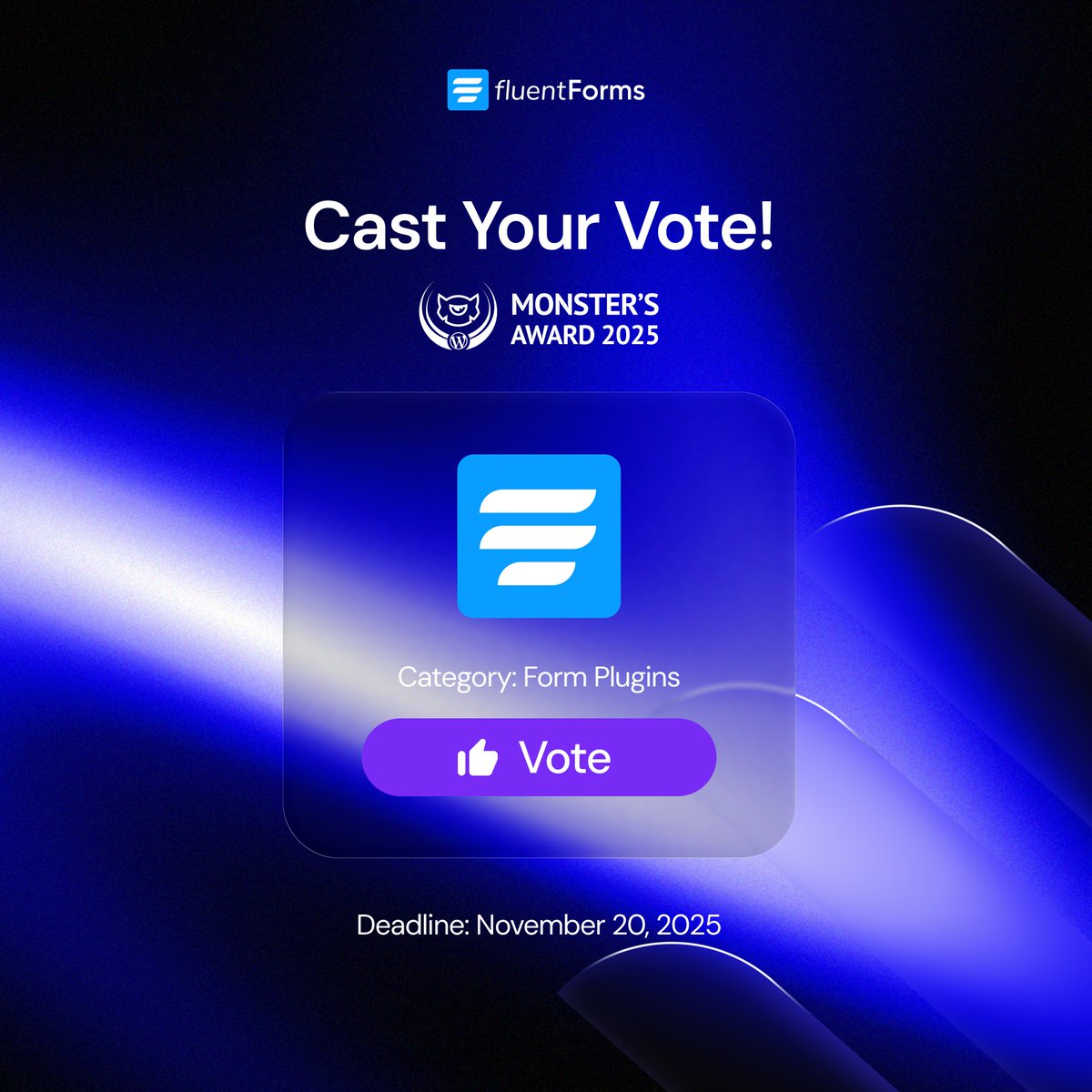 Fluent_Forms's tweet image. Still haven’t voted in the Monster’s Award? There’s still time to back Fluent Forms and help us grab the top spot! Vote here: templatemonster.com/awards/categor…