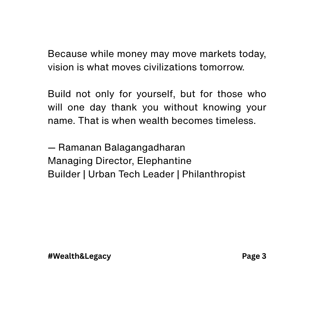 Ramanan_Ba's tweet photo. True wealth isn’t about what we accumulate today — it’s about what endures tomorrow.
Money moves markets, but vision moves civilizations.
Build not just for yourself, but for those who’ll thank you without knowing your name.
— Ramanan Balagangadharan

#WealthAndLegacy #Ramanan https://t.co/fGYsvYpv85