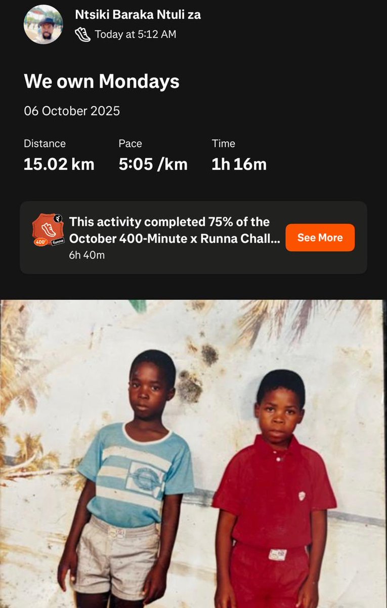 _NtsikiBaraka_'s tweet photo. New week, we go again๐๐พโโ๏ธโ
#kaapsehoopmarathon2025
#ComradesMarathon2026
#aQuelleViV #GaytonMcK #IChoose2BActive #057Welkom #DiscoveryVitality #LiveLifewithVitality #FetchYourBody2025 #Runningwithtum1 https://t.co/QAdOdSTB7N