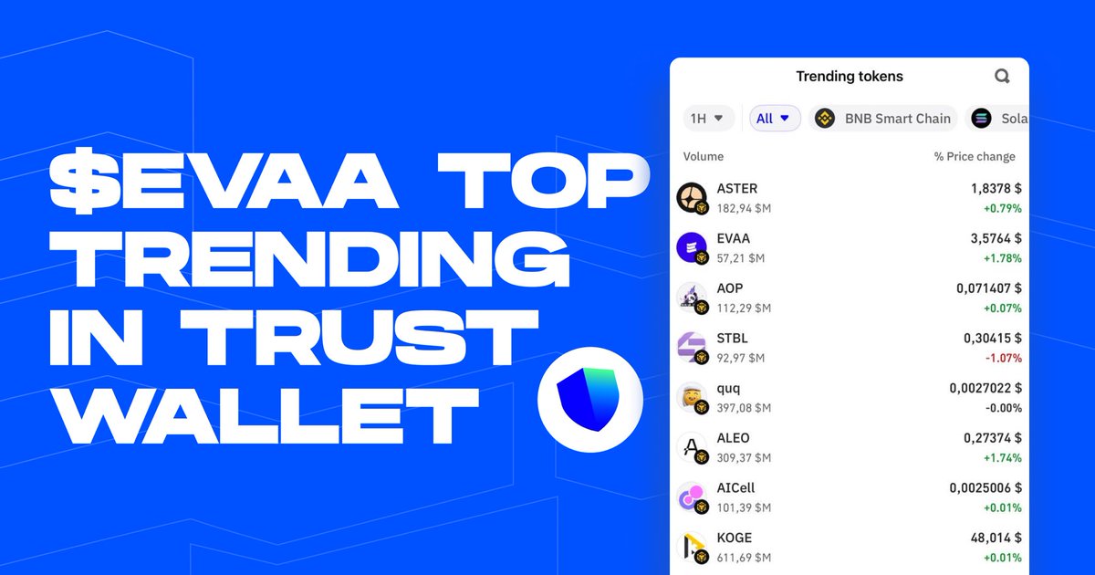 evaaprotocol's tweet image. From Telegram to Trust Wallet🗽

EVAA’s everywhere ✈️