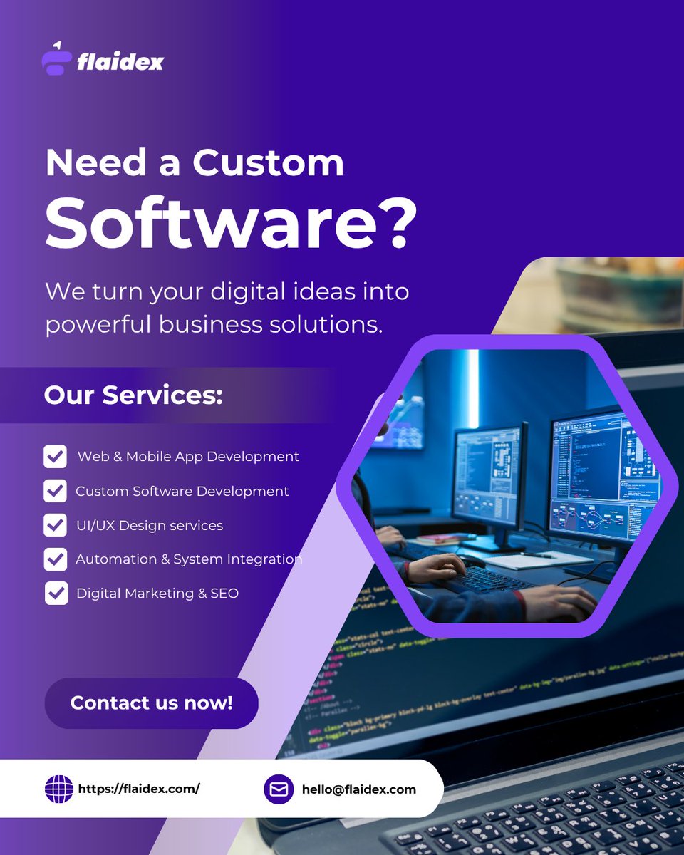 FlaidexTech's tweet image. We don’t just code, we collaborate.
From concept to launch, Flaidex helps you turn ideas into scalable digital success.

flaidex.com

#TechAgency #SoftwareDevelopment #CustomSoftware #DigitalTransformation #TechPartner #Flaidex