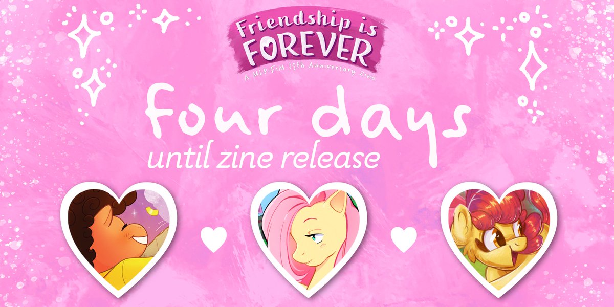 🩷 Zine Release: Four Days Left 🩷

Friendship is Forever: A MLPFiM 15th Anniversary Zine releases digitally this Friday! ✨ Stay tuned for our jam-packed zine and digital merchandise, all available for free on October 10th.