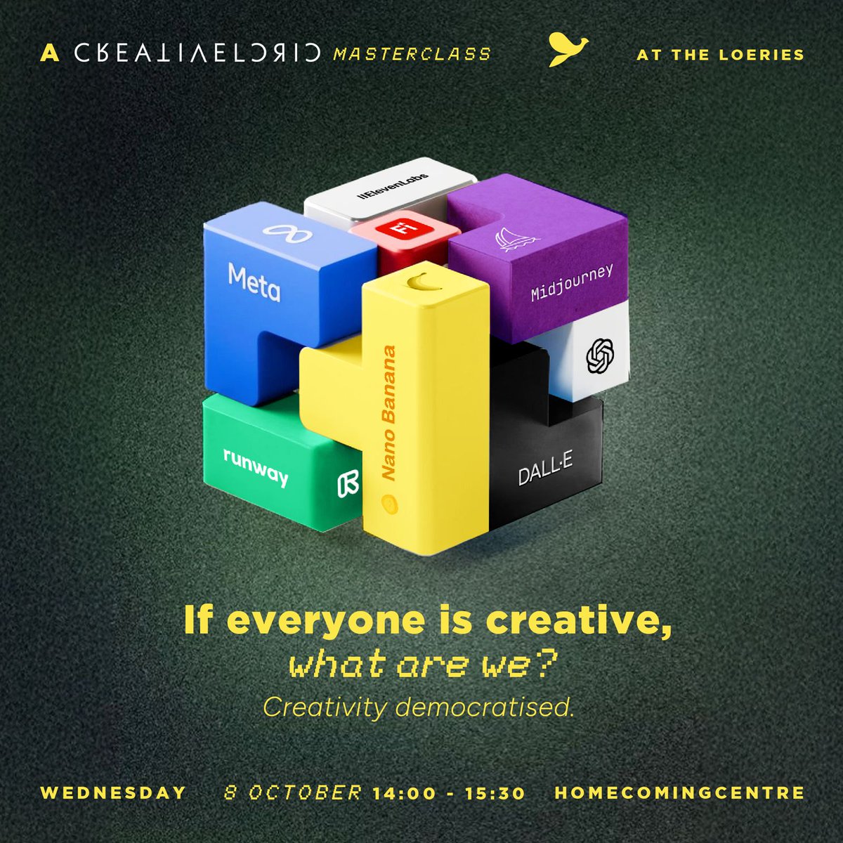 loeries's tweet image. Join Creative Circle at Loeries Creative Week 2025 for their Masterclass discussion, “If everyone is creative, what are we?  Creativity Democratised.”

Wednesday, 8 October 2025
14:00 – 15:30

#loeries2025
#thegreathunger
#loeriescreativeweek2025