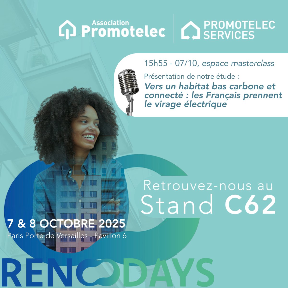 Promotelec's tweet image. 🚀 Demain, top départ pour RENODAYS 2025 !
Professionnels du bâtiment, bailleurs, collectivités, institutionnels : rejoignez-nous pour deux jours dédiés à la rénovation énergétique performante des logements.
📍 Stand C62
du 7 au 8 octobre, à Paris, Porte de Versailles.