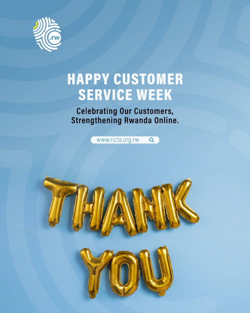 RICTAInfo's tweet photo. Happy Customer Service Week!
Celebrating our customers, strengthening Rwanda online. 🇷🇼
#RICTA #CSWeek2025 https://t.co/pLINUVCqDE