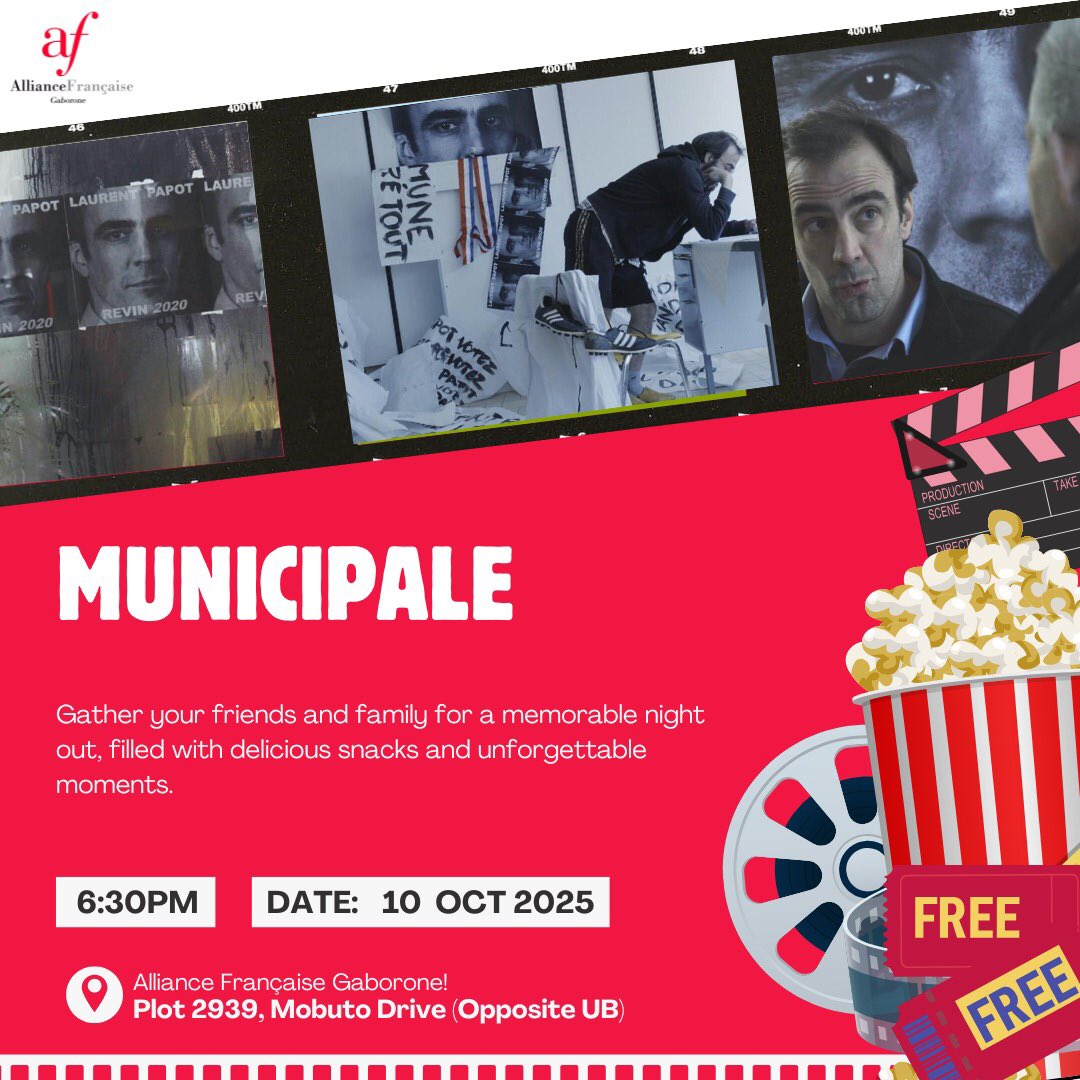 🎬 Film Screening Alert!
🎥🍿 Join us on *Friday 10 October 2025, at 18h30* for the screening of the French comedy-drama documentary, _Municipale_.

👇 Watch the trailer here:
youtube.com/watch?v=qTQjrN…