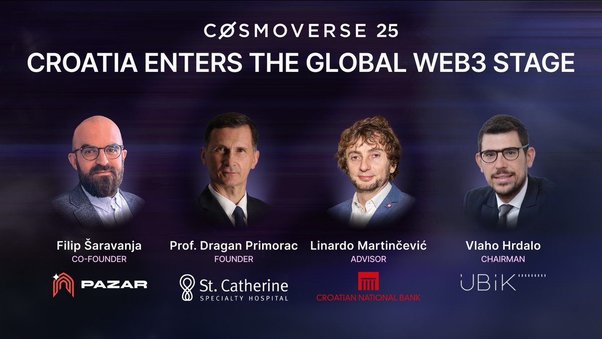 CosmoverseHQ's tweet image. 🇭🇷 Croatia meets the future of on-chain finance at #Cosmoverse25
Prof. Dragan Primorac and voices from the Croatian National Bank, UBIK, and the local DeFi scene will join the first global Web3 conference hosted in Croatia.
Cosmoverse in Split | Oct 30 - Nov 1