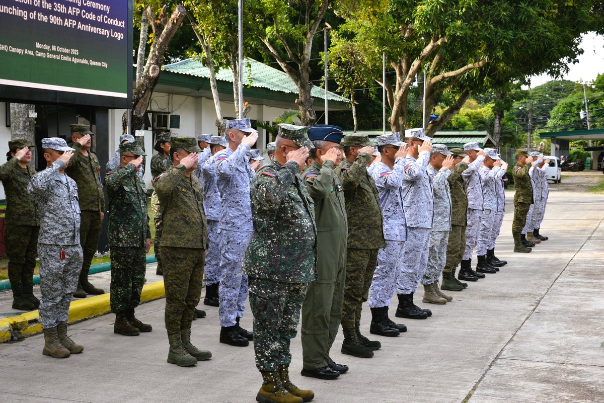 CPIO_WestMinCom's tweet photo. WestMinCom Joins AFP in Commemorating 35th Code of Conduct Day, Launching 90th Anniversary Emblem

Camp Navarro, Calarian, Zamboanga City (October 06, 2025)-

The Western Mindanao Command (WestMinCom) joined the Armed Forces of the Philippin... Read more:https://t.co/CYQ80GB2lj https://t.co/5q5AlgLb8M