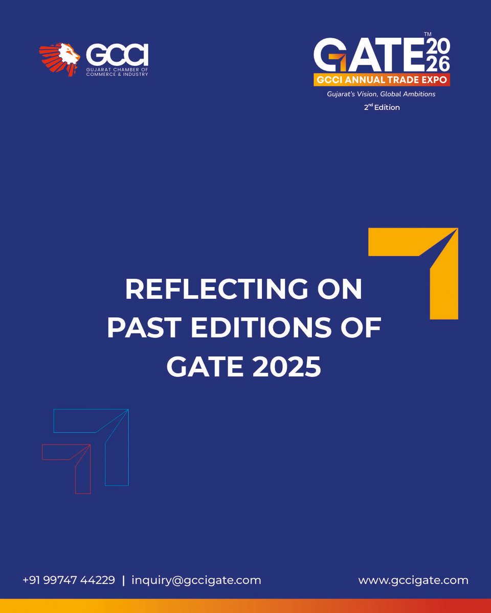 gccigate's tweet image. GATE 2025 marked a defining chapter in Gujarat’s trade journey. With record-breaking participation, path-breaking innovations & business delegations from across the globe, it set new benchmarks in scale & success for 2026.
16-17-18 April 2026
Helipad Exhibition Centre Gandhinagar