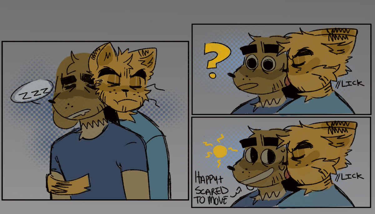 DONT MOVE!!! YOU MIGHT SCARE HIM OFF!!
.
.
.
 #dogman #dogmanfanart #dogmantwt #detey #art #doodle #peteythecat #petey