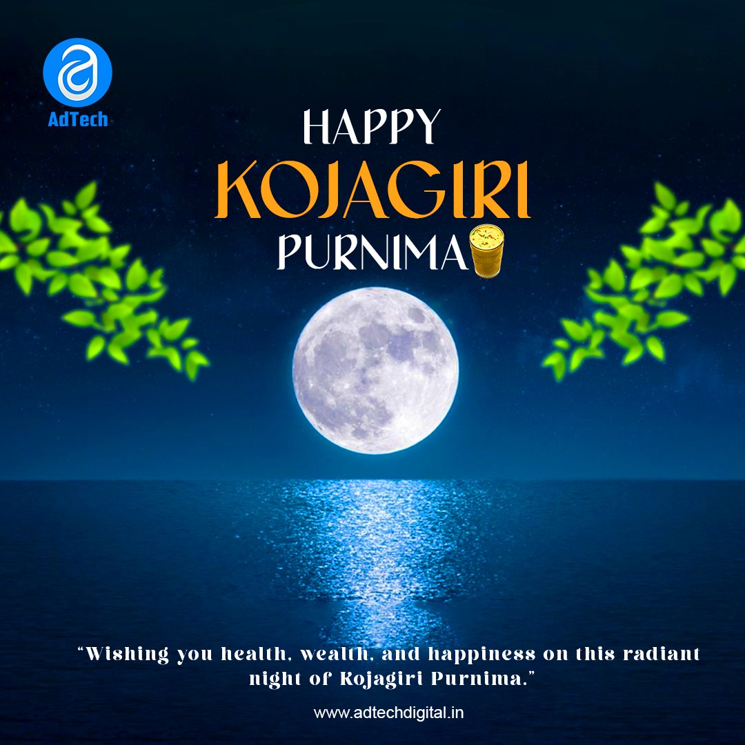Beneath the glowing full moon,
we celebrate the beauty of Kojagiri night.
A cup of warm milk, laughter, and pure serenity —
that’s the magic of this moonlit festival. 🌕✨