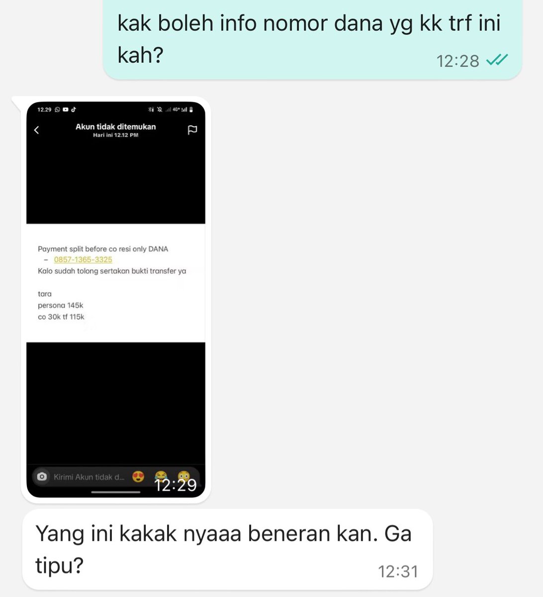 bbydriver555's tweet photo. ‼️BE AWARE‼️
guys hati-hati ya msh banyak berkeliaran scammers ini, kejadiannya tiba2 ada yang co resi aku padahal biasanya aku 0 stock cm karena habis ada yg payment jd aku tambahin stock nya lalu aku tanya udh ada pesen blm terus tinggal co resi, ternyata beliau kena scam guys https://t.co/mj4w1Jf3fc