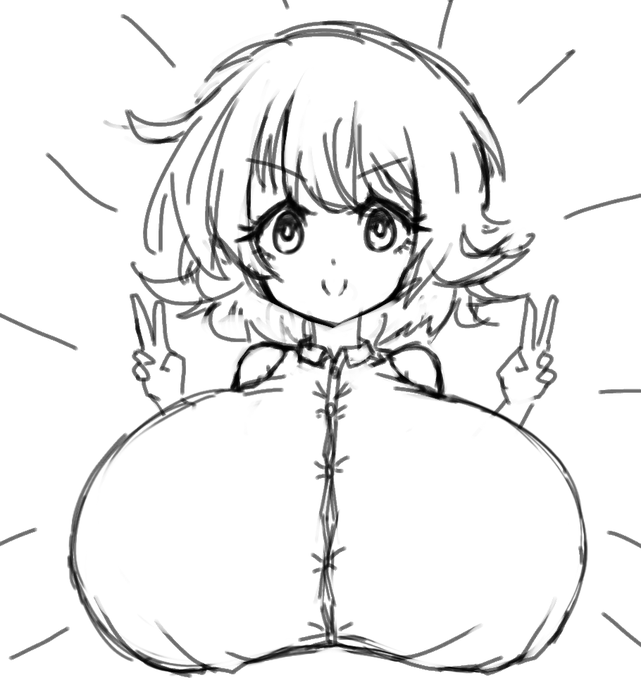 どや乳ダブルピースすき