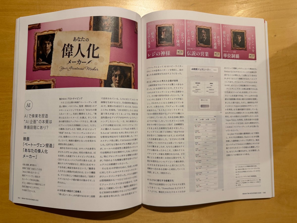 【記事掲載】  
『ブレーン2025年11月号』にて、制作を担当した「あなたの偉人化メーカー」を取材頂きました！  
弊社のAIをフル活用した企画制作プロセスを紹介頂いております。
<a href="/sdkg_brain/">月刊『ブレーン』（BRAIN magazine）</a>