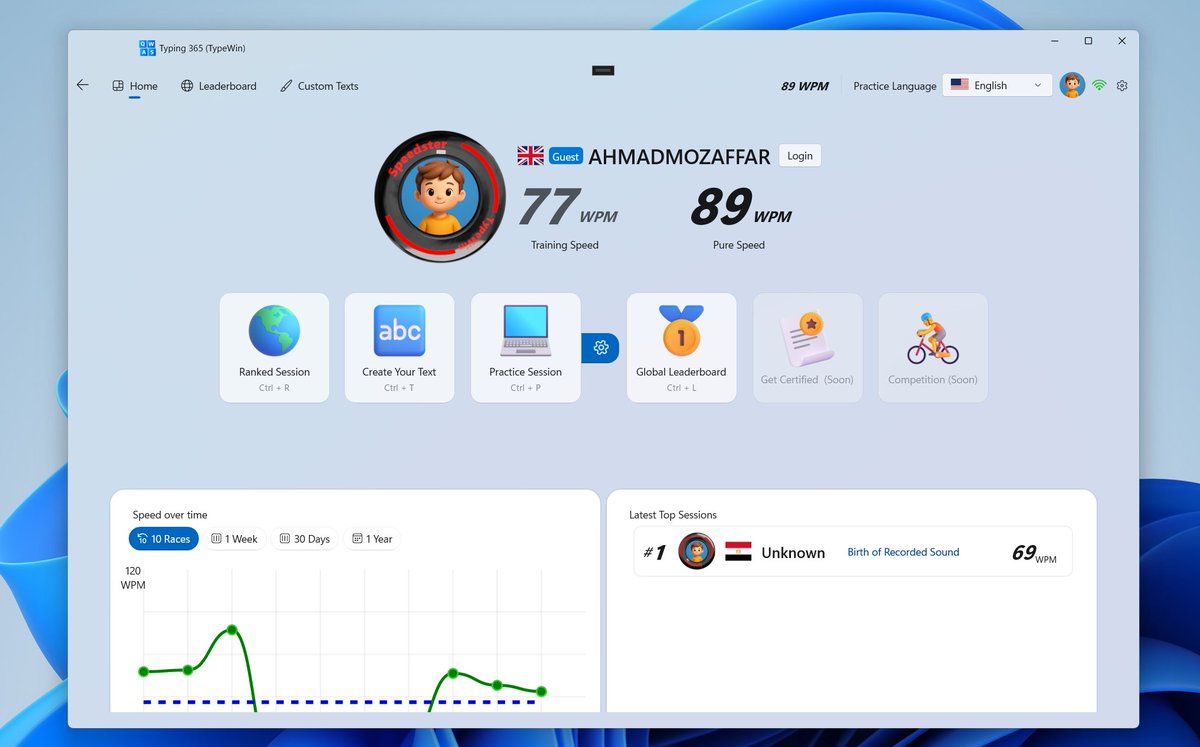 Typing 365 is getting a new minimalistic Fluent dashboard

#windows11 #racing
#typing #software #windows #microsoft #design 
typing365.app