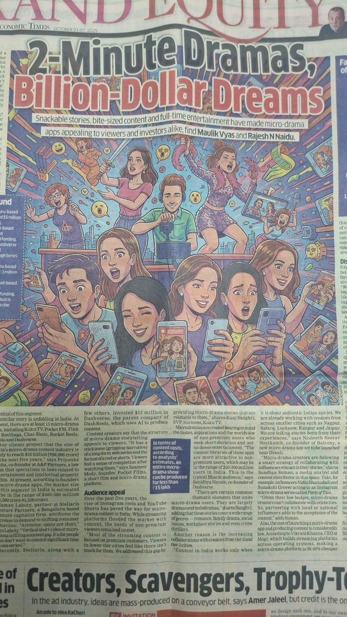 MogiOTTSolution's tweet image. Microdramas in India: Two-Minute Stories, $10 Bn Opportunity

A poor boy and a rich girl fall in love. She hides her background, drawn instead to his daredevil spirit. He builds a startup, only for his mother to reject her as “too poor.” Just as hearts break, the twist comes —…