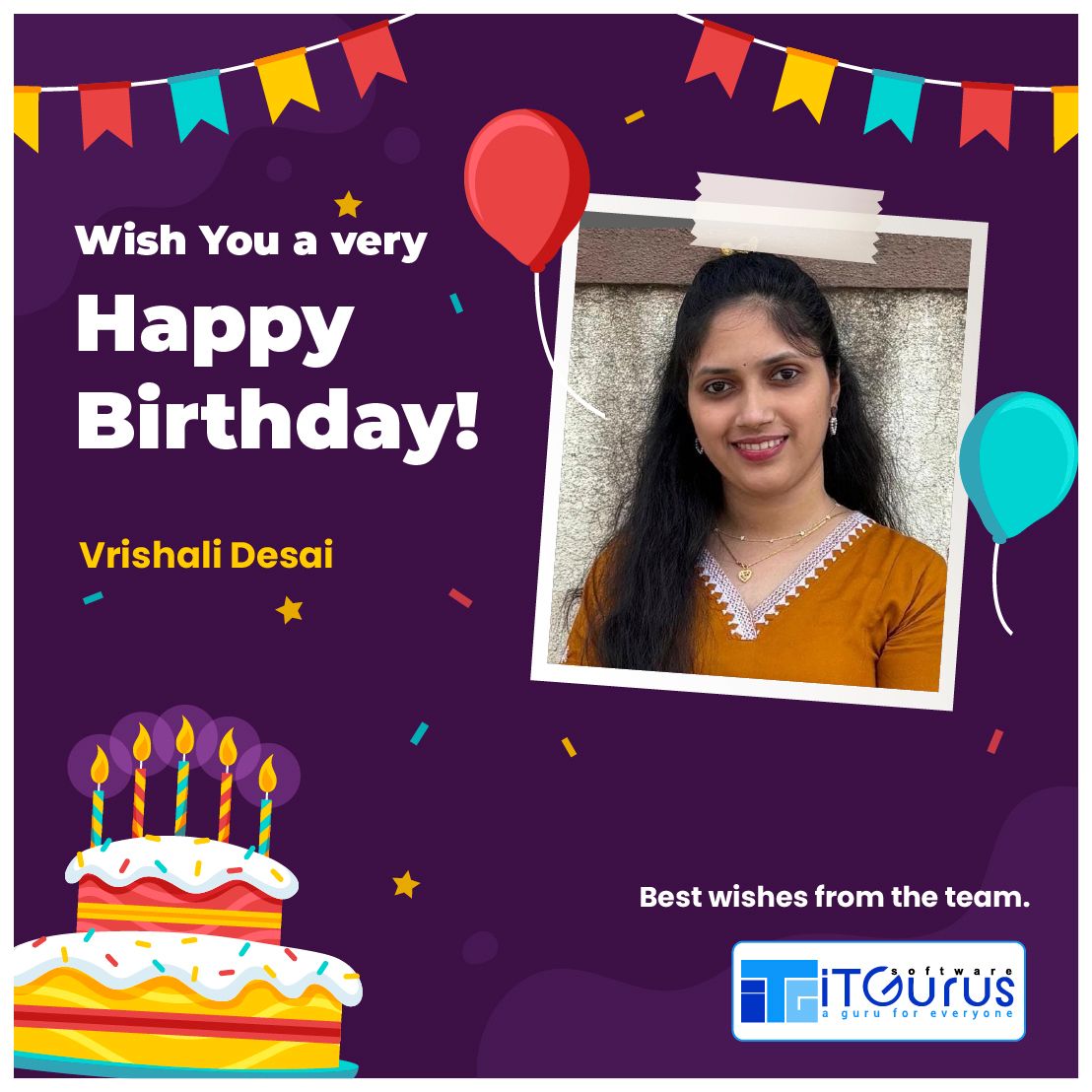 itgurussoftware's tweet image. Celebrate big, laugh lots, and make unforgettable memories on your special day.
Happy Birthday to @ Vrishali Desai from Team iT Gurus Software!
#birthday #birthdaycake #birthdayparty #birthdaycakes #birthdayballoons #birthdaydecoration #happybd #happybday #birthdayinoffice