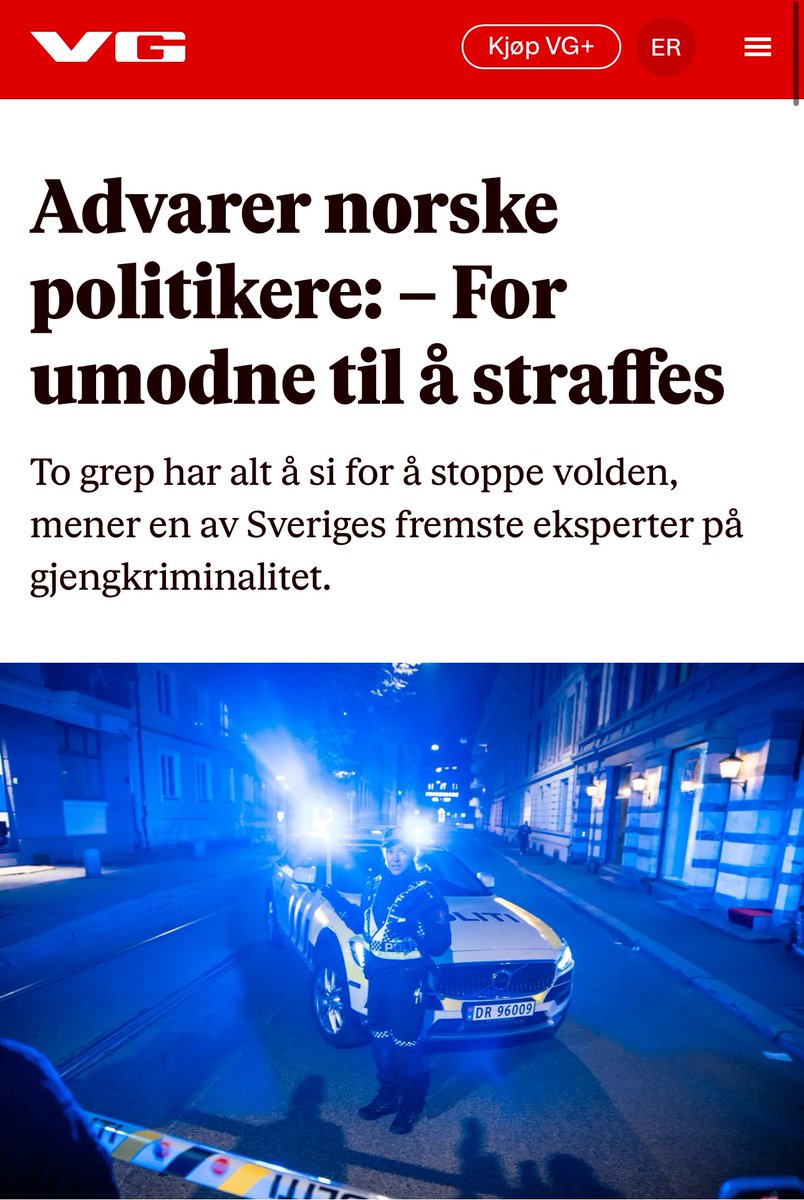Slik fungerer propaganda: En «svensk ekspert» på gjengkriminalitet (et land som har feilet på alle områder i kampen) mener Norge ikke må straffe brutale voldskriminelle. Fordi de er for umodne. 

Tar ikke innover seg at hvis man sitter innelåst, får man ikke kastet håndgranater.