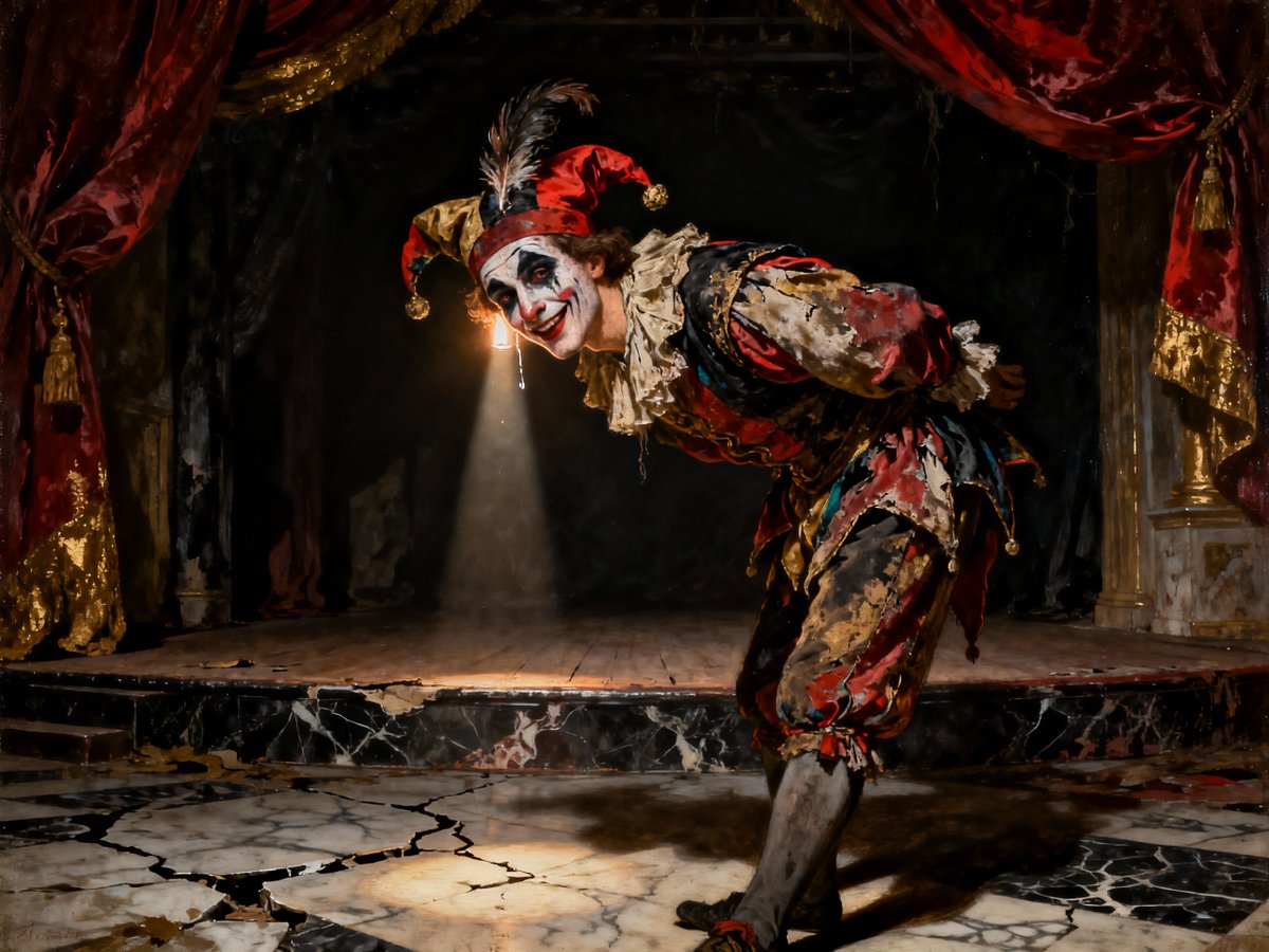 PromptSin's tweet image. Step into the spotlight! 🎭✨ Embrace your inner clown and shine! #CircusVibes #Entertainment