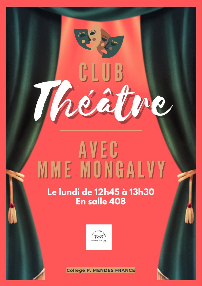 🎭 L’atelier théâtre latin avec Mme MONGALVY débute cette semaine !
À vos planches et tablettes !