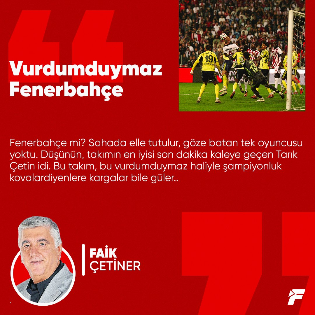 fanatikcomtr's tweet photo. ✍️ @faikcetiner: Bu takım, bu vurdumduymaz haliyle şampiyonluk kovalar diyenlere kargalar bile güler.

 🔗 https://t.co/9uvFKd2lq8 https://t.co/iiv0B2jGTE