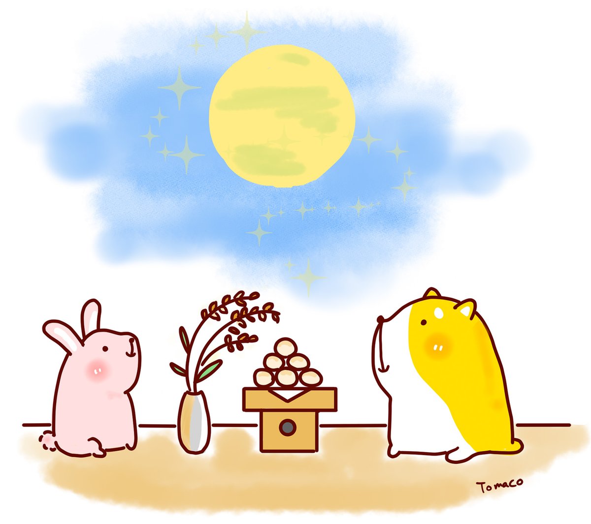 tomaco2's tweet photo. 今日は十五夜🌕

#十五夜　#中秋の名月　#コーギー  #ゆるいイラスト https://t.co/HWZx5QSGnI