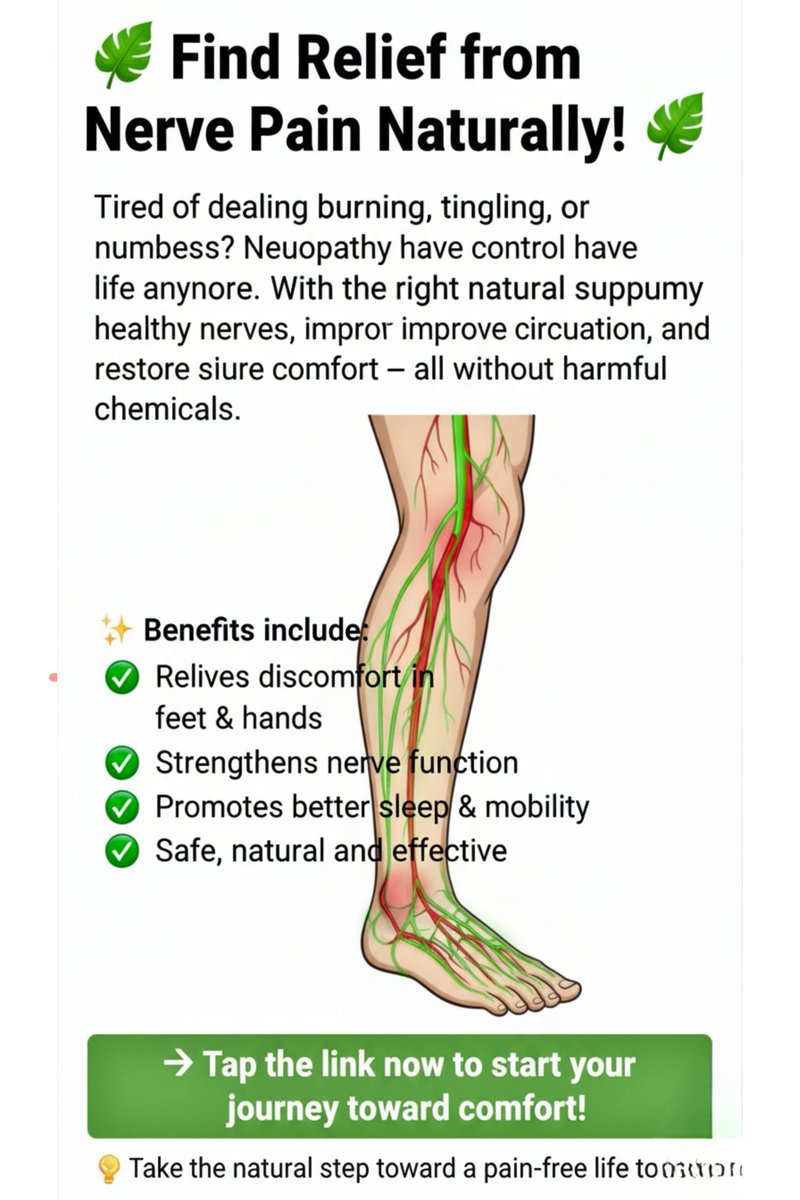 Emily9015249095's tweet photo. Tired of tingling, burning, or numbness?๐ฑ
Natural nerve support is here.
โ
Soothe discomfort
โ
Boost circulation
๐ Start your relief journey today!
To Know More: https://t.co/My8zlY4WbT
#NerveRelief | #PainCare | #NaturalSupport | #PainControl | #NaturalHealing | #NerveCare https://t.co/zadzHiUk9w