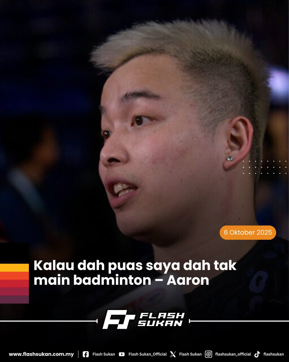 FlashSukan's tweet image. 🏸 Aaron Belum Puas Beraksi!

“Kalau saya dah puas, saya dah tak main badminton,” tegas Aaron Chia, yang masih memburu gelaran juara dunia dan emas Olimpik bersama Soh Wooi Yik. 🇲🇾

flashsukan.com.my/kalau-dah-puas…

#BadmintonMalaysia #AaronChia #SohWooiYik #TeamMalaysia #MalaysiaBoleh