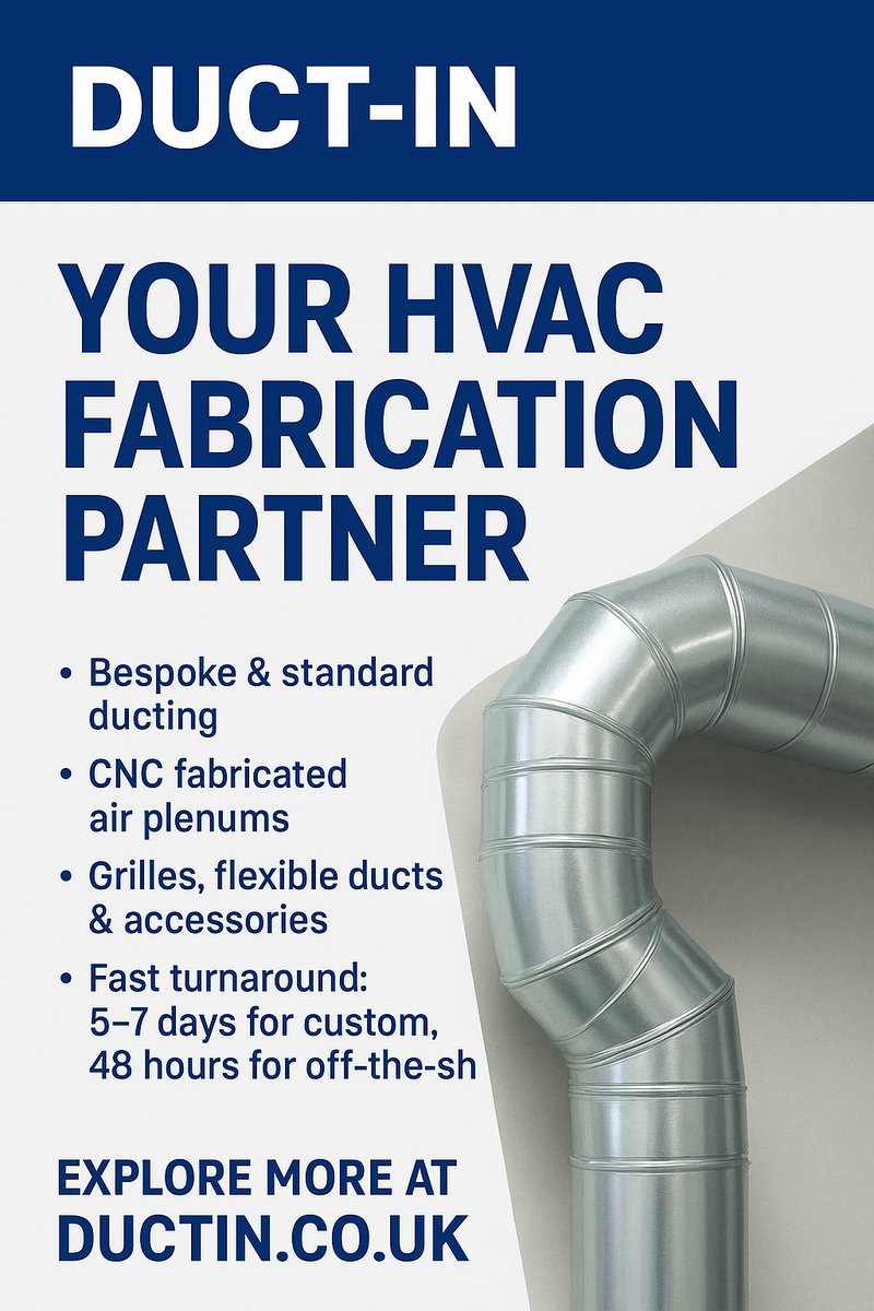 SonJohn68139's tweet image. Your HVAC Fabrication Partner
Looking for efficient ventilation solutions? We specialise in:
• Bespoke &amp;amp; standard ducting
• CNC-fabricated air plenums
Explore more at ductin.co.uk
#HVAC #Ventilation #DuctingSolutions #AirflowEngineering #UKHVAC
