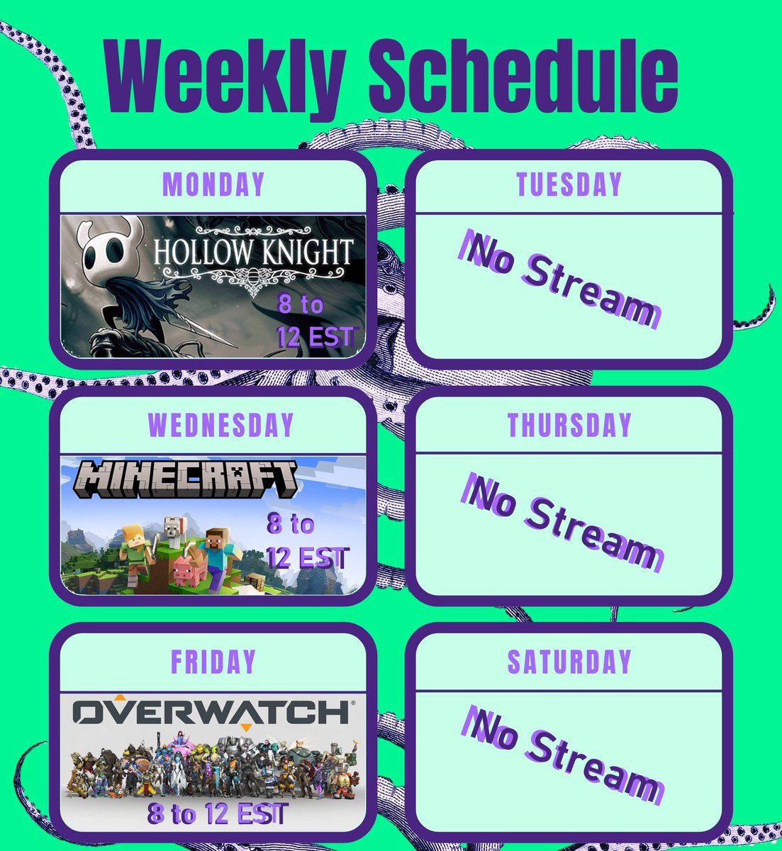 PoismoVT's tweet photo. Weekly Schedule! https://t.co/MYdd9c7Rp8