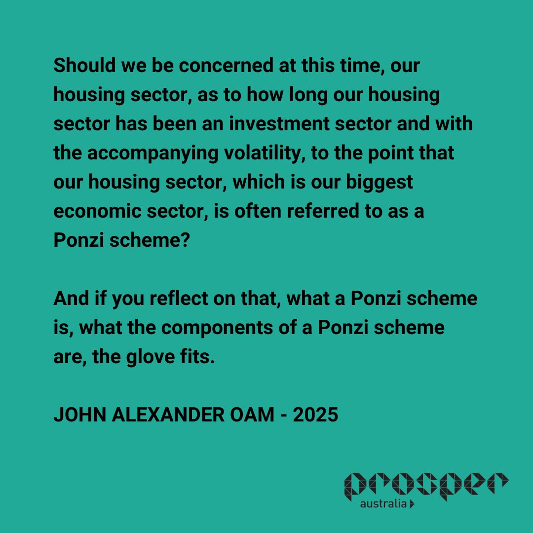 Australia’s tax settings reward property speculation and punish affordability.

At the Henry George Commemorative Address, John Alexander OAM argued for shifting the focus back to housing as shelter.

Full video &amp; transcript: prosper.org.au/2025/09/transc…
