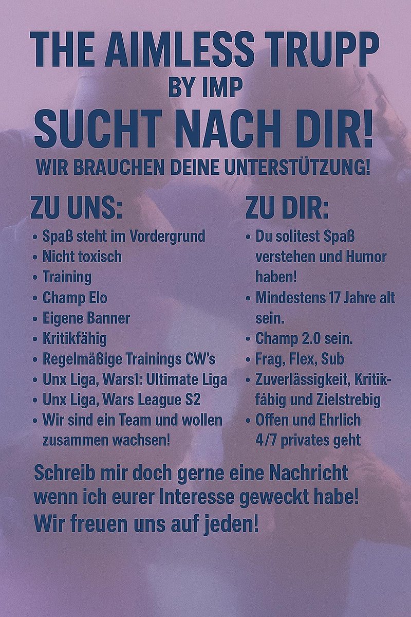 The Aimless Trupp ist LFP 

Meldet euch bei <a href="/Jaessko/">Jess</a>
oder direkt bei uns privat ☺️

Wir freuen uns auf euch