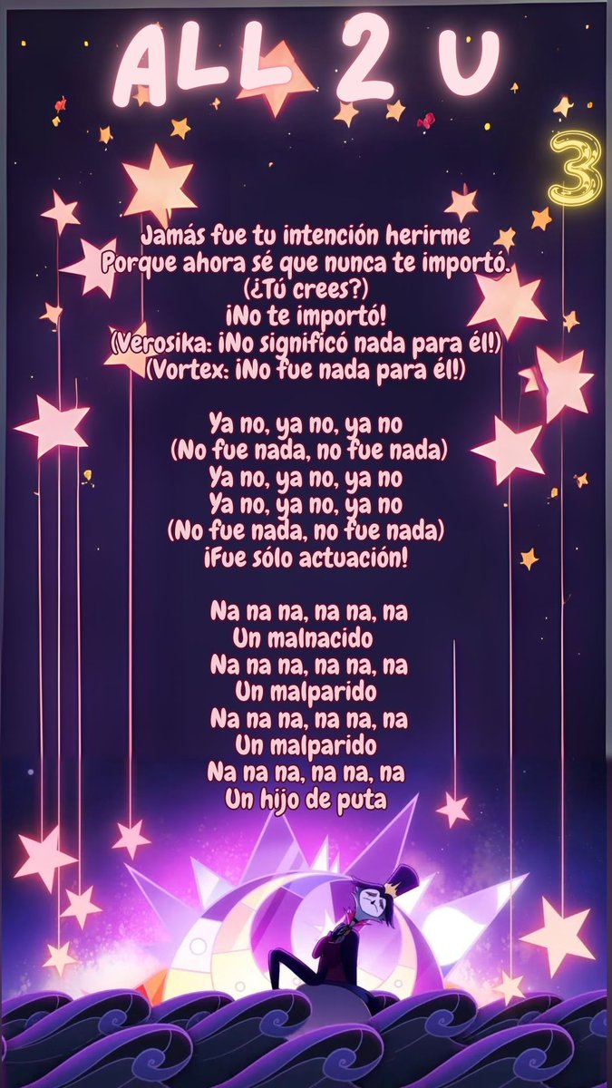 Ahora que por fin ya se pudo procesar el audio del episodio 9, dejo por mientras la letra de la canción más teasereada de las últimas semanas, 😆 y ya mañana preparo las otras dos. #HelluvaBoss