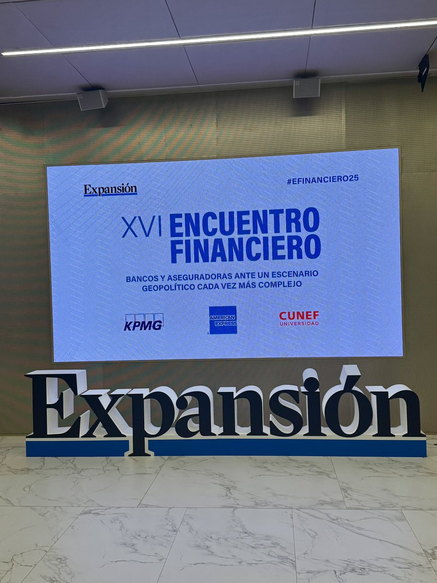 Todo listo para que comience el XVI Encuentro Financiero junto a <a href="/KPMG_ES/">KPMG España</a>, <a href="/AmericanExpress/">American Express</a> y <a href="/CUNEF/">CUNEF Universidad</a> Universidad 

Síguelo en directo con nosotros 👇👇 
#Efinanciero25