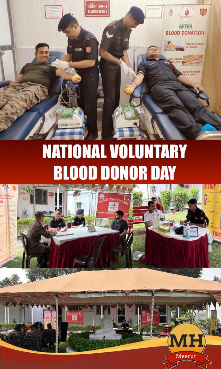 ProDefLko's tweet image. #MHMeerut, under the aegis of HQ PUPSA, celebrated National Voluntary Blood Donation Day. The awareness lecture and blood donation camp at the Blood Centre resulted in 16 life-saving units donated, with many others pledging to help. 

#BloodDonationDay #DonateBloodSaveLife
