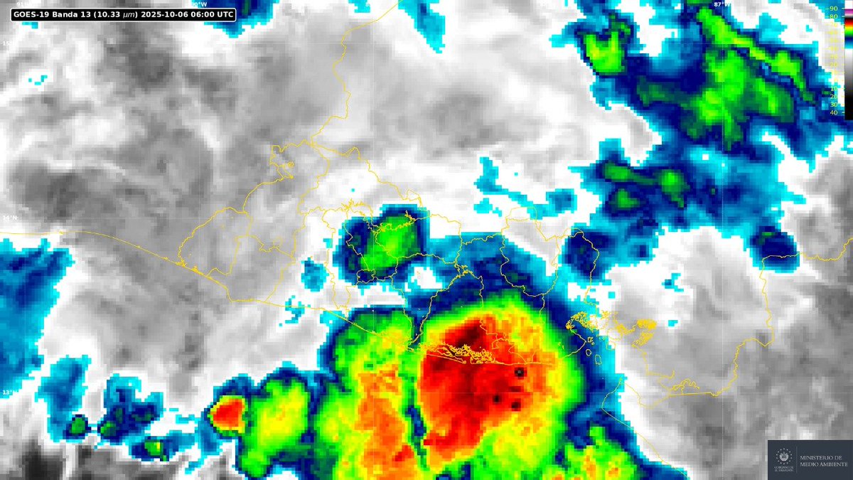 📌#ElObservatorioInforma Pronóstico de muy corto plazo. Válido de 12:00 a.m. a 6:00 a.m. del (6/25)

Condiciones actuales: el cielo se encuentra nublado, con lluvias en la zona oriental y paracentral.

Pronóstico para la madrugada:
Durante el transcurso de la madrugada, se prevé