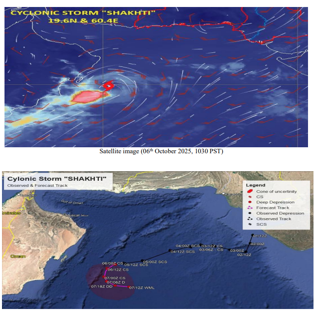 pmdgov's tweet photo. Cyclonic Storm “SHAKHTI” Over Northwest Arabian Sea
#CycloneSHAKHTI #CycloneUpdate #ArabianSeaStorm #KarachiWeather #SindhCoast #BalochistanWeather #PMDAlert #FishermenWarning #RoughSeas #HighWinds #WeatherAdvisory #DepressionAlert #StormTracking #PakistanWeather https://t.co/nS07uv0XGe