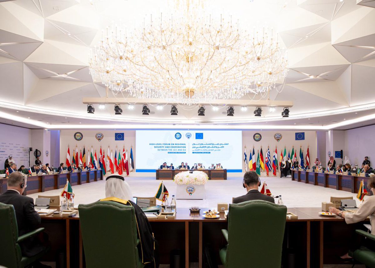 KSAmofaEN's tweet photo. #Kuwait | On behalf of HH Foreign Minister Prince @FaisalbinFarhan, Vice Minister of Foreign Affairs H.E. @W_Elkhereiji participates in the second edition of the High-Level Forum on Regional Security and Cooperation between the GCC and the European Union. https://t.co/qO8ag7kCJ0