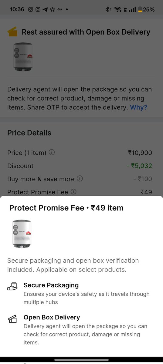 manishrai_'s tweet photo. @Flipkart @flipkartsupport What kind of SCAM is this ? Protect Promise Fee? Offer Handling Fee? Payment Handling Fee? For prepaid orders? @JoshiPralhad @jagograhakjago @FinMinIndia @DoC_GoI @nsitharaman lnPlease take strict action against this fraud. @narendramodi @PMOIndia FYI https://t.co/76j7kri2rX