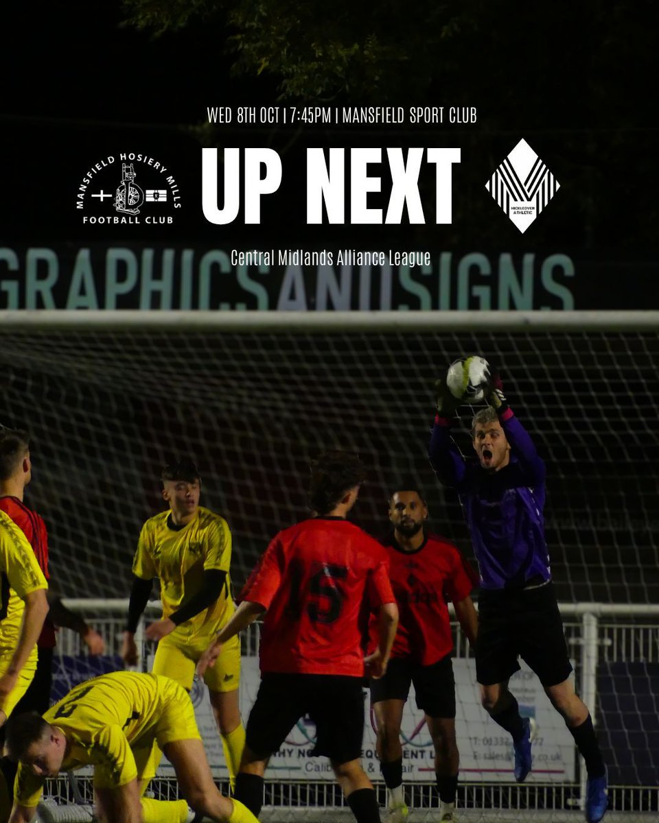 We go again! 
First teams away again to Mansfield. 

🆚 Mansfield Hosiery Mills FC 
📍 Mansfield Hosiery Mills Sports &amp; Social Club
📆 Wednesday 8th October
🕒 7:45pm

<a href="/MhmfcAdults/">Mansfield Hosiery Mills FC</a> <a href="/CentralMidsAll/">⚽️ Central Midlands Alliance ⚽️</a> 
#uptheathletic #football