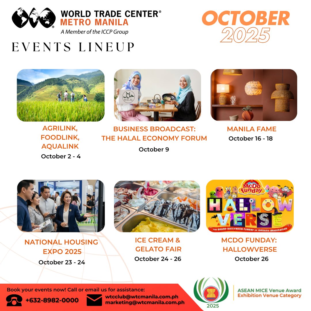 Exciting things to explore this October that’ll make your month worth every moment at #WTCMM.
We're not just hosting events — we're driving conversations, building industries, and creating experiences that matter. Which one stirs your interest? Don't miss it.