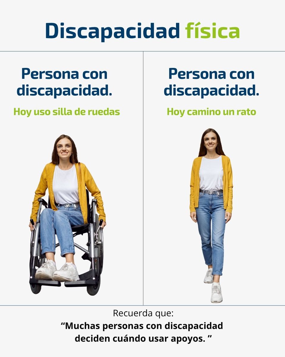 Hoy silla, mañana pasos. ♿

Muchas personas con discapacidad deciden cuándo usarla para cuidar su energía o mitigar su cansancio.
🔹 No preguntes “¿y por qué hoy caminas?”
🔹 Respeta asientos reservados y la tarjeta PMR.
🔹 La regla es simple: menos juicios, más respeto.