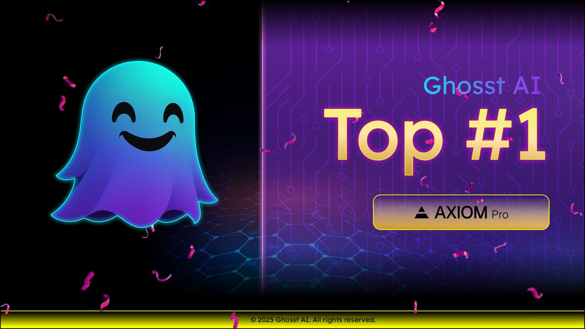 ghosst_ai's tweet image. AXIOM success! $GHOSST enters the Top#1. 🎊
axiom.trade/meme/8wuCV2qTF…