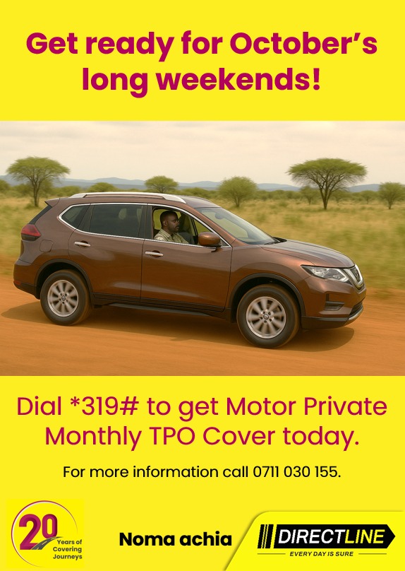 Whether it's a weekend road trip upcountry or getaway, make sure your car is ready to roll.
✅Service, tyres and insurance sorted!
👉Dial *319# today and get your Motor Private Monthly TPO Cover with ease.
#EveryDayIsSure #DirectlineAssurance