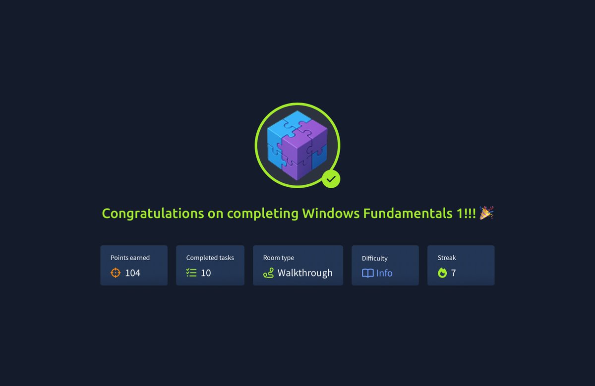 Palakk505's tweet image. Day 9: Strengthening my foundation in Windows.
Learned how Windows works under the hood editions, GUI, file system, System32, user accounts &amp;amp; permissions, UAC, Control Panel, and Task Manager.
Understanding the OS is key to securing it. #CyberSecurity #WindowsFundamentals