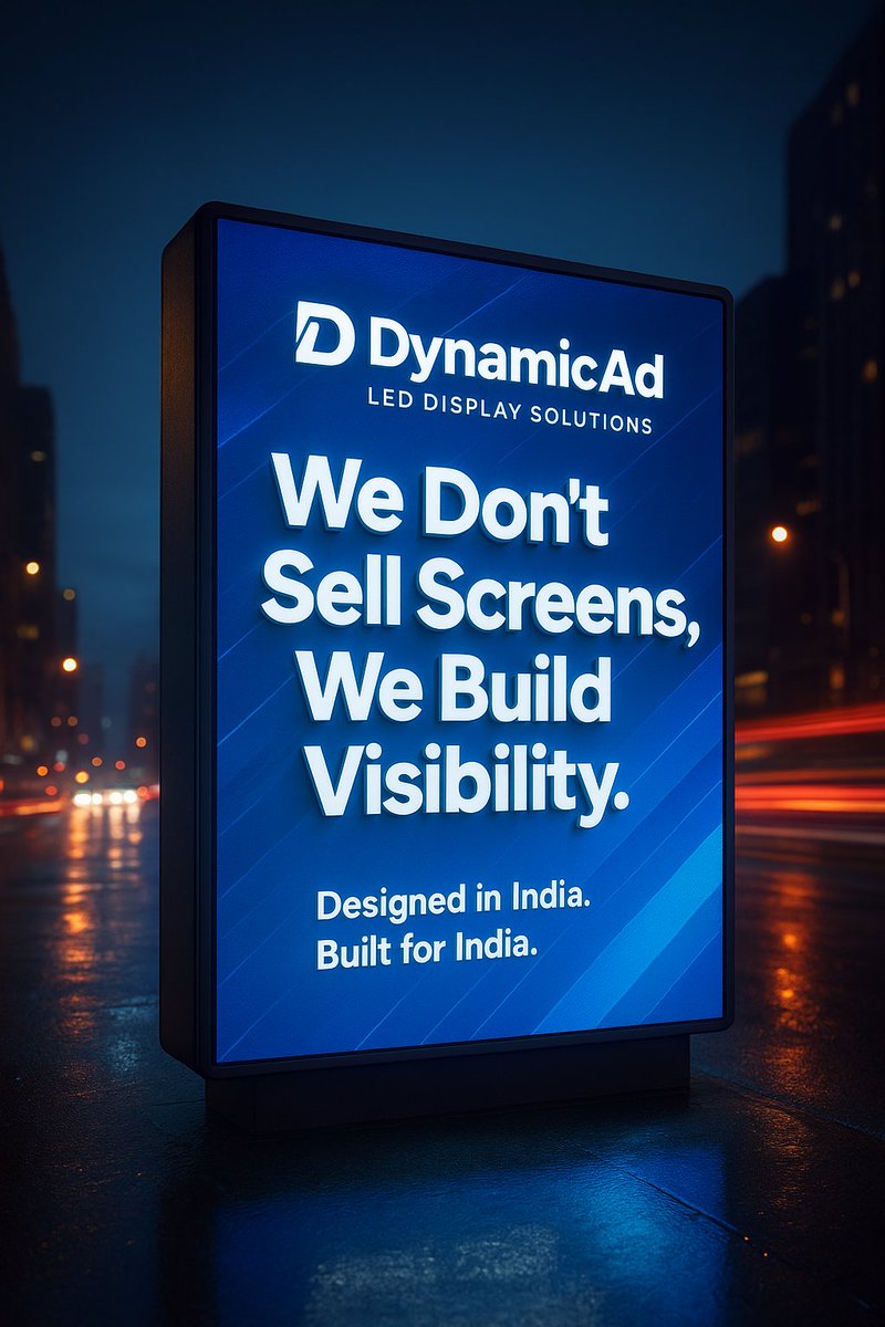 dynamic_ad_'s tweet image. Transform your brand visibility with DynamicAd LED Display Solutions — India’s trusted name in high-performance digital display technology.
We don’t just sell screens, we deliver brilliance that turns every glance into attention.
💡 Designed in India. Built for India.