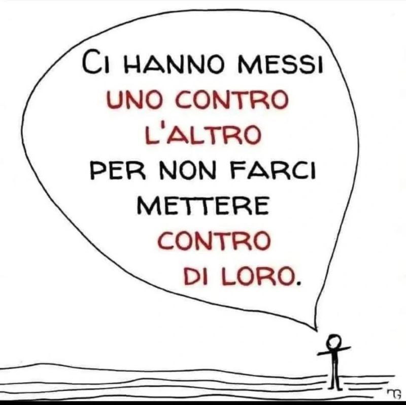 itsmeback_'s tweet image. GUERRA PSICOLOGICA

Questa vignetta, semplice ma potentissima, riassume in poche parole la più antica strategia del potere: dividere per dominare. Ci hanno abituati a schierarci — destra o sinistra, pro o contro, vax o no-vax, filo-russo o filo-americano — perché ogni volta che…